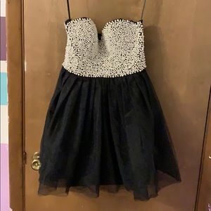 Strapless Black and pearl mini dress